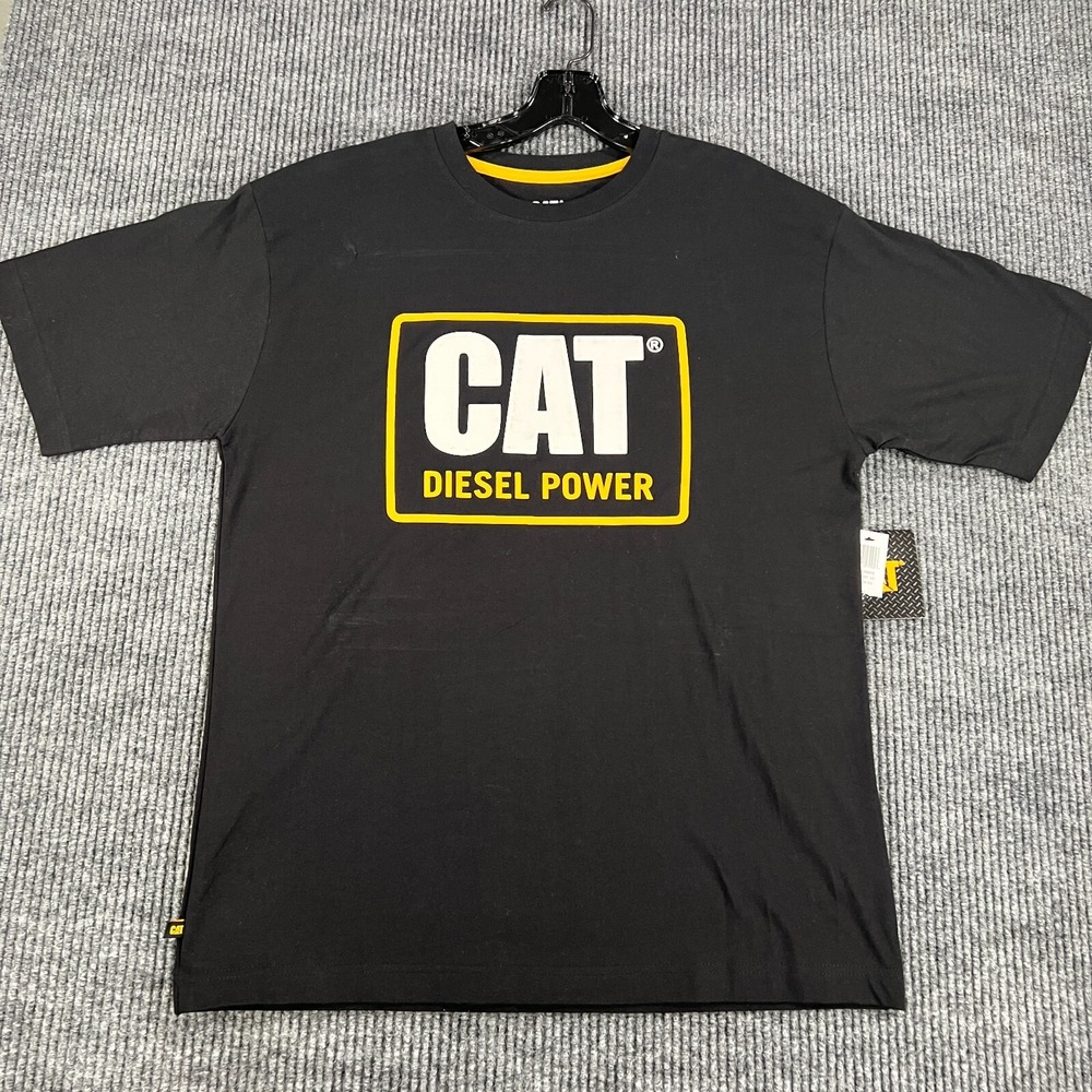Caterpillar CAT Shirt Mens Medium Black Short Sleeve Crew Neck Casual Work New